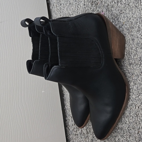 Patina Black Stack Heel Slip On Ankle Boots Size 9.5 - Picture 3 of 8